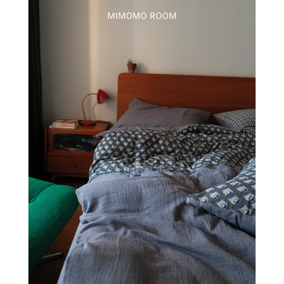 黑白胶卷|手工拼接加厚色织双层纱纯棉床单被套枕套简约三四件套