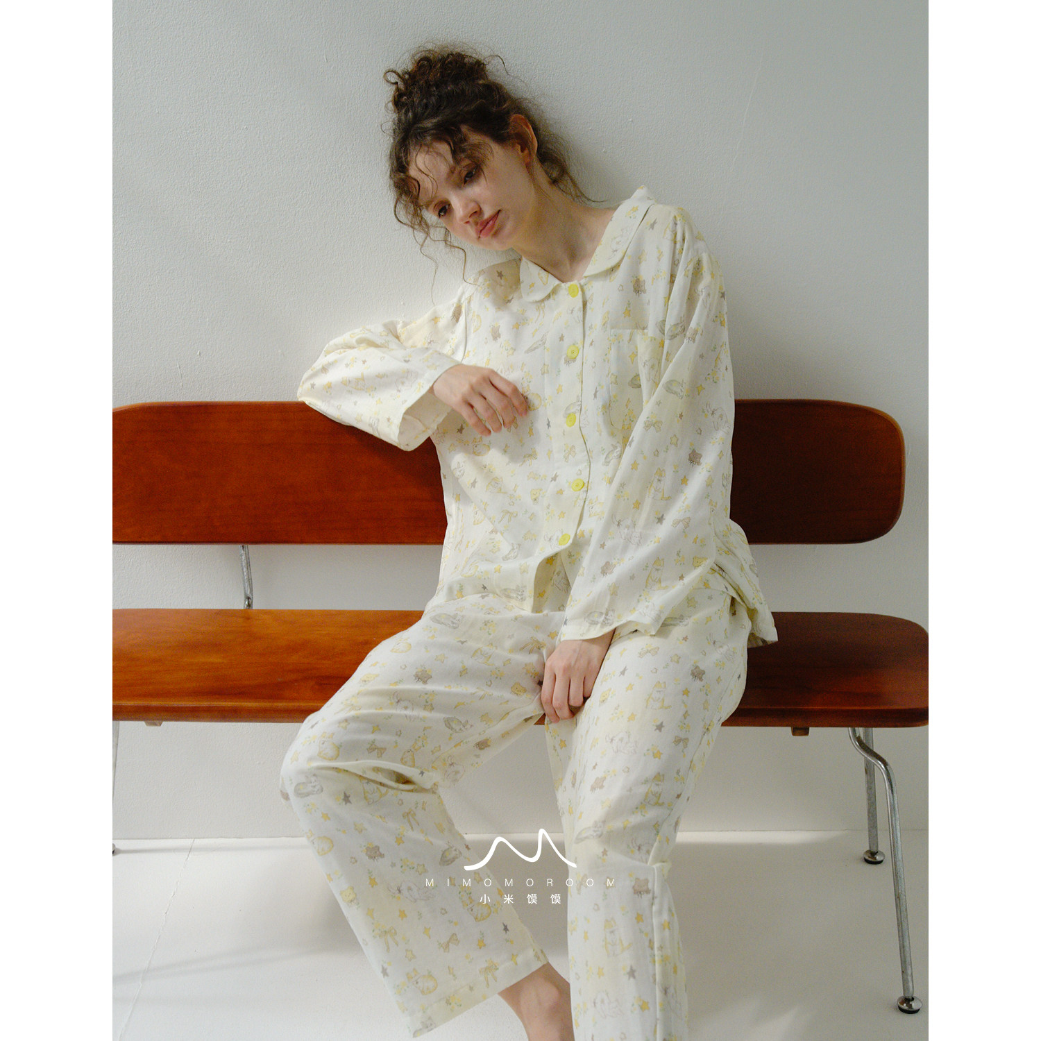 奶黄星星猫·卡通可爱纯棉纱布睡衣清新可外穿居家服套装新款早春,女士内衣/男士内衣/家居服,睡衣/家居服套装,淘宝优惠券,粉丝福利购,淘宝优惠卷