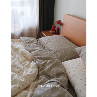 原野咖·纯棉双层纱床上三四件套碎花田园风宿舍卧室床单被罩床笠