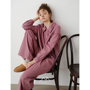 加厚磨毛莓莓果糖睡衣柔软纯棉显白流苏毛边领家居服秋冬套装2025
