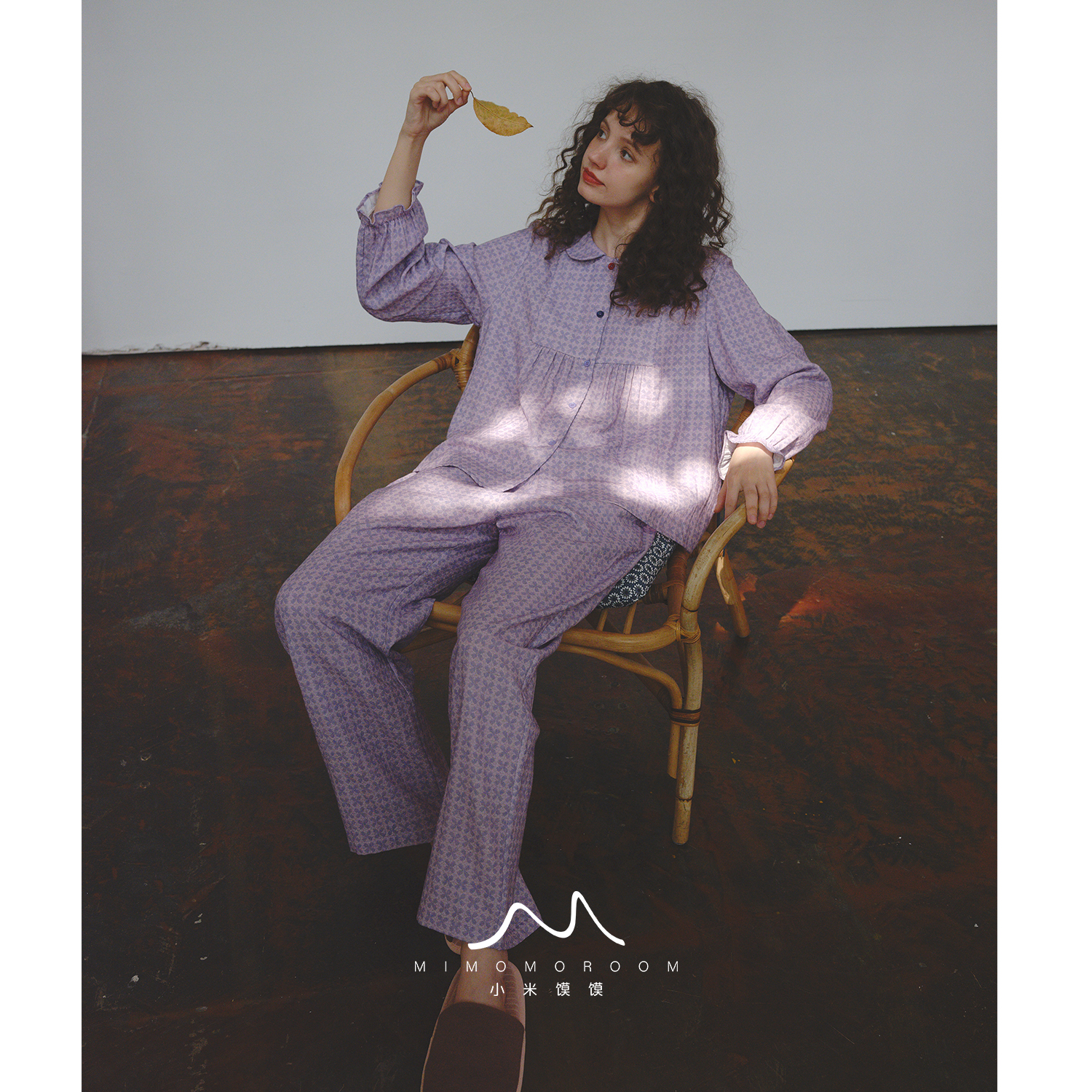 松山紫 | 紫色系四叶草长袖长裤睡衣套装纯棉纱家居服女秋季新款