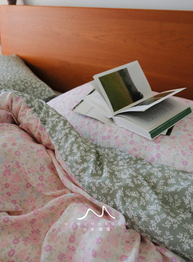 青绿色小碎花纯棉双层纱田园风1.8m四件套柔软床单床笠被套2026新