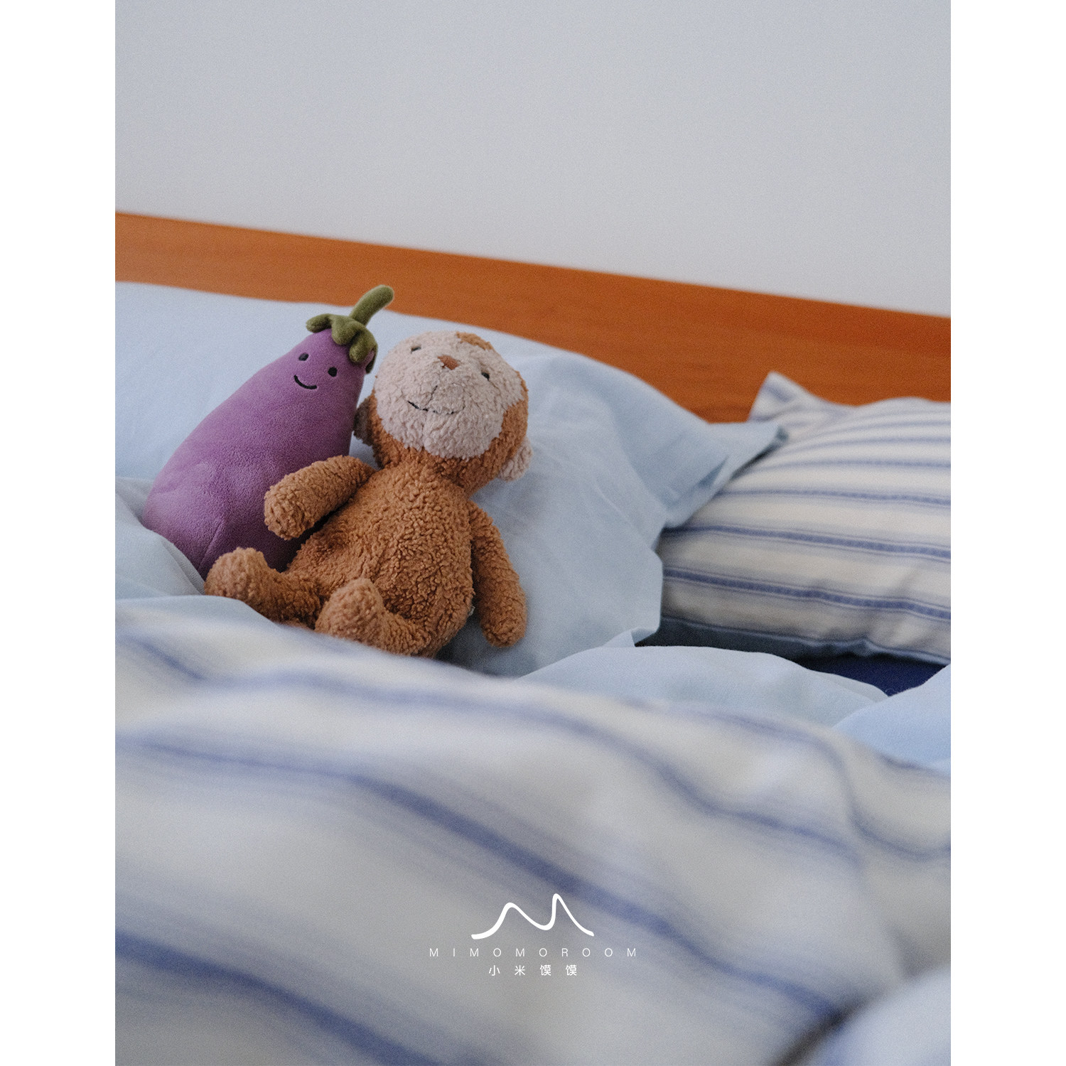 色织纯棉提花&middot;海盐蓝条纹ins风床上四件套宿舍卧室床单被罩床笠