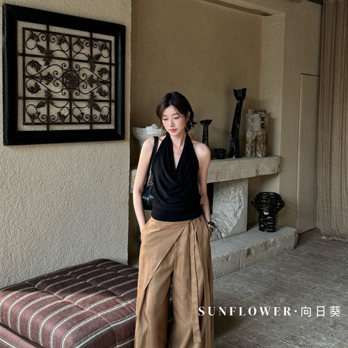 SUNFLOWER-新SUNFOWER莱赛尔荡领露背辣妹百搭针织上衣背心A6118