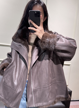 山服饰-版显瘦真毛真皮一体两面穿保暖皮草外套（含100兔毛）9764