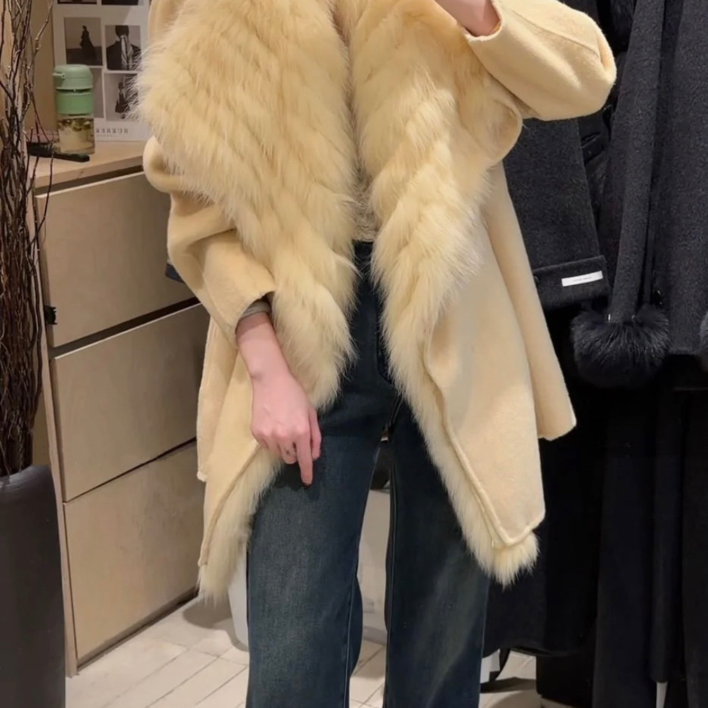 嘟-新款皮草羊毛外套(配可拆真狐狸毛领腰带)（含100澳毛）75118,女装/女士精品,羽绒服,淘宝优惠券,粉丝福利购,淘宝优惠卷