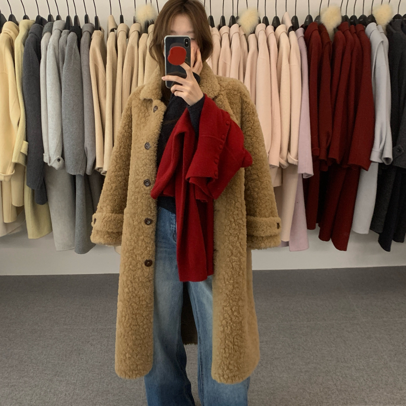 noodle面条家-冬上新韩系温柔氛围感百搭款加厚毛毛大衣N25100