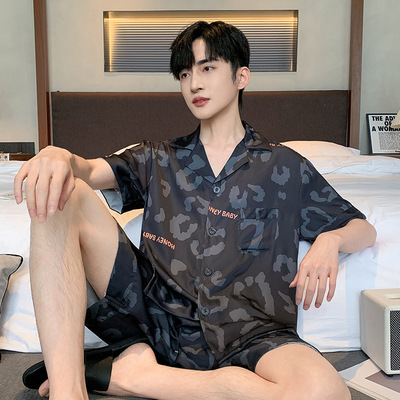 【热卖爆款】睡衣男冰丝短袖套装