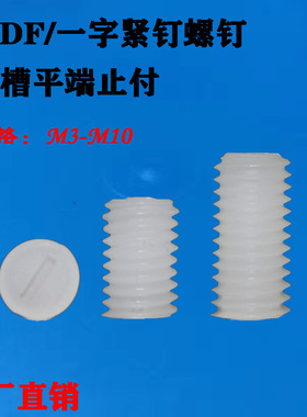 PVDF开槽平端止付螺钉 塑胶一字紧钉 螺杆堵头M3M4M5M6M8M10M12