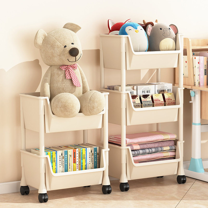 置物架可移动书架现代简约小推车少儿玩具收纳架带轮落地简易书柜