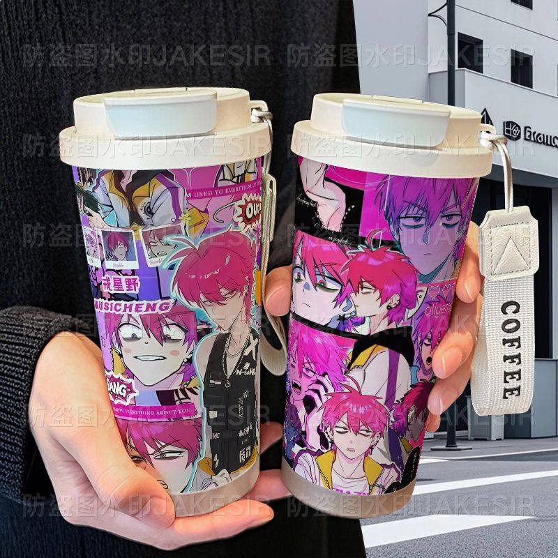 硬核一中戎星野保温杯不锈钢学生高颜值吸管双饮大容量咖啡水杯