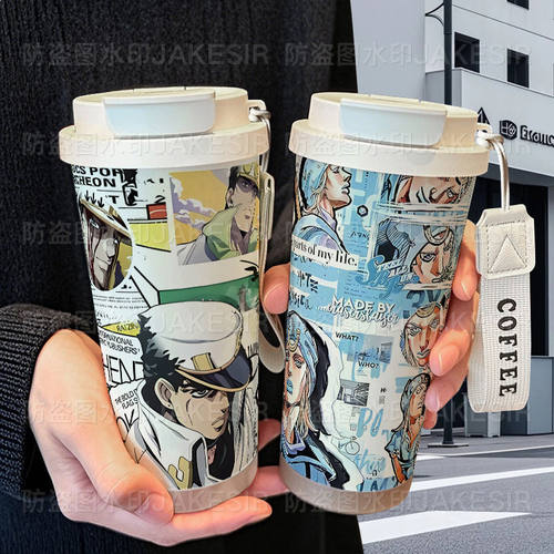 JOJO的奇妙冒险保温杯不锈钢学生高颜值吸管双饮大容量咖啡水杯