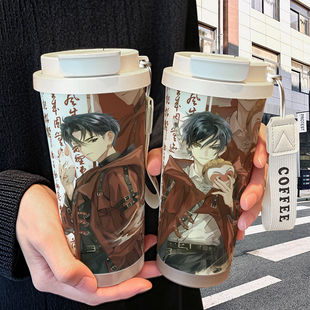 斩神林七夜周边保温杯不锈钢学生高颜值吸管双饮大容量咖啡水杯