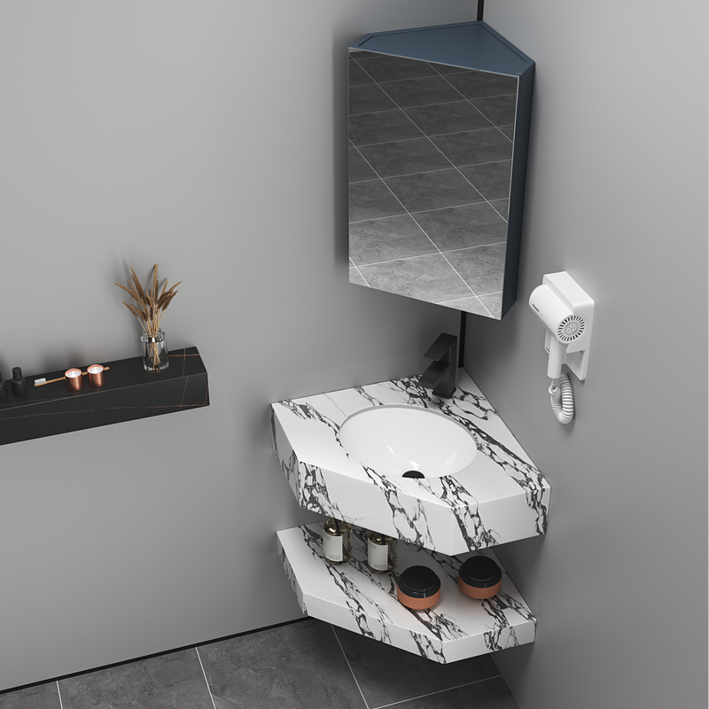 小户型收纳角落洗手盆防水防潮