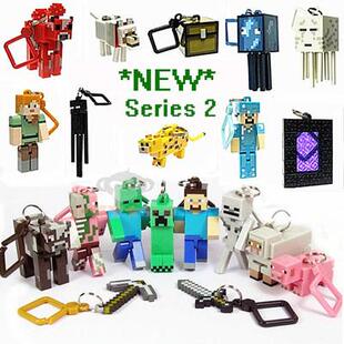 正版Minecraft我的世界周边挂件钥匙扣模型玩具公仔 末影人史蒂夫