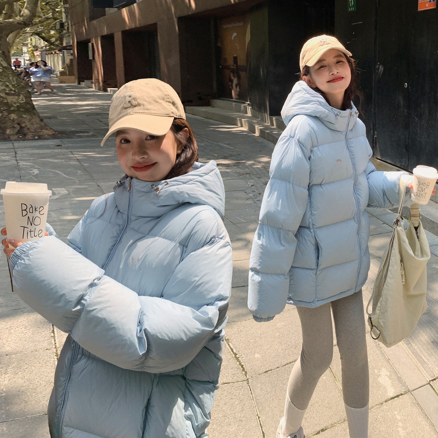 裂雪羽绒服女短款秋冬季新款户外女士韩版白鸭绒连帽小个子面包服
