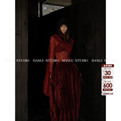 HANLU STUDIO暗黑先锋系列原创设计勃艮第红飘带围巾透视蕾丝上衣