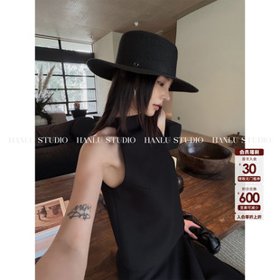 背心直筒短款 上衣 STUDIO品牌暗黑先锋小众极简精裁挂脖无袖 HANLU