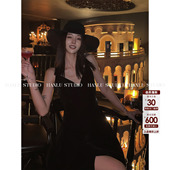 HanLu studio小众原创早秋内搭长款 吊带丝绒立体剪裁黑色连衣裙