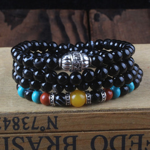 红竹石影子石108颗佛珠手串 男士饰品礼物