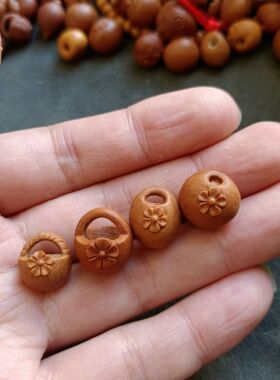【小将核雕】手工雕刻野生龙纹桃核花篮篮子一物一图