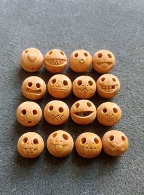 【小将核雕】手工雕刻猴头核桃表面拉丝可爱搞怪表情单颗手串三通