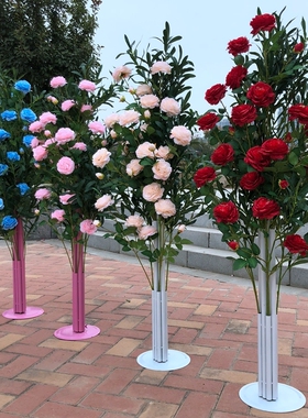 新款森系婚庆路引花洋牡丹橄榄枝路引花拱门罗马柱路引婚礼路引花