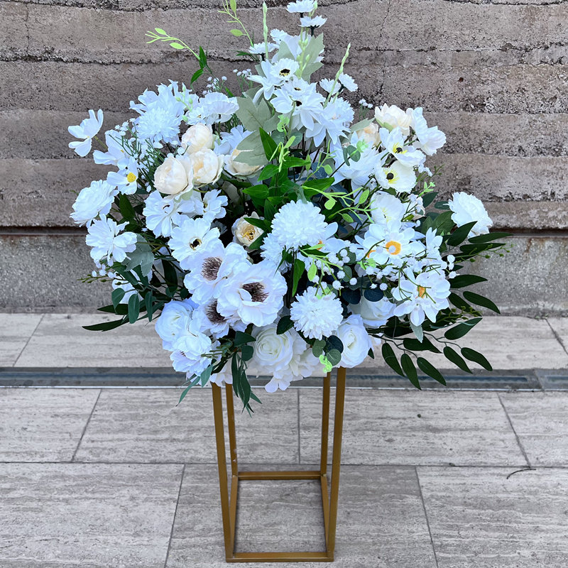 新款婚庆几何路引花婚礼现场舞台装饰桌花商场展厅迎宾花铁艺摆件