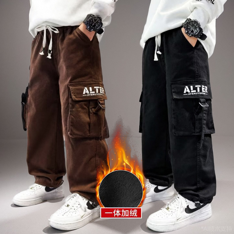 男童工装裤秋冬季痞帅休闲裤子潮