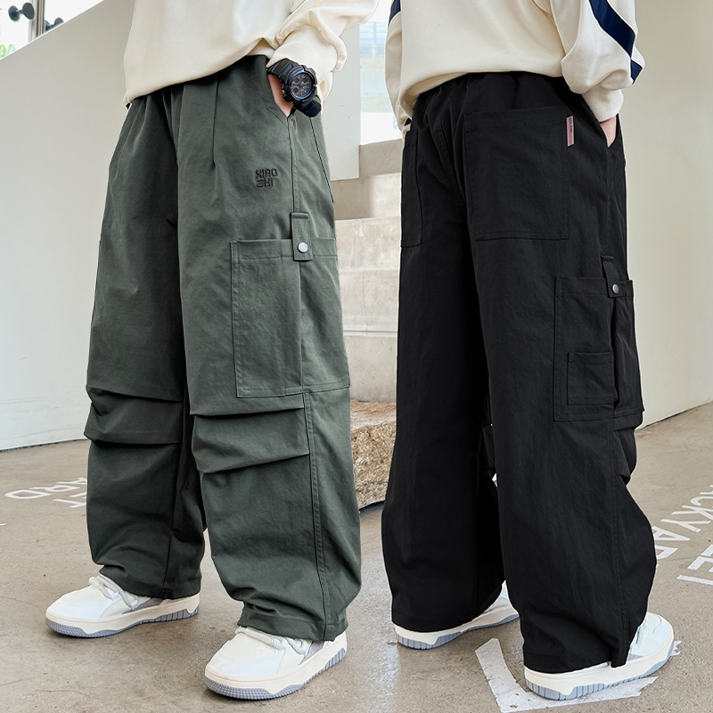 男童裤子春秋季新款2025大童工装裤痞帅男孩直筒儿童春装休闲裤潮