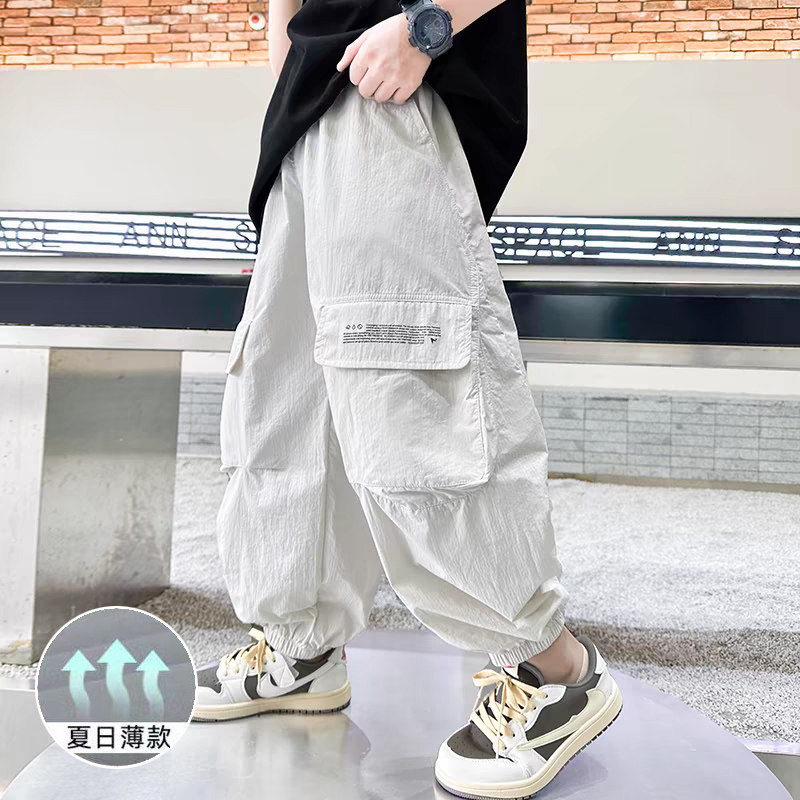 男童薄款工装裤夏季新款2026儿童速干防蚊裤中大童夏装男孩长裤潮