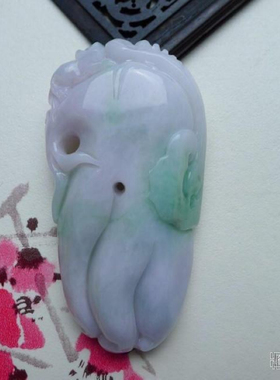 天然玉石A货翡翠挂饰春带彩吊坠