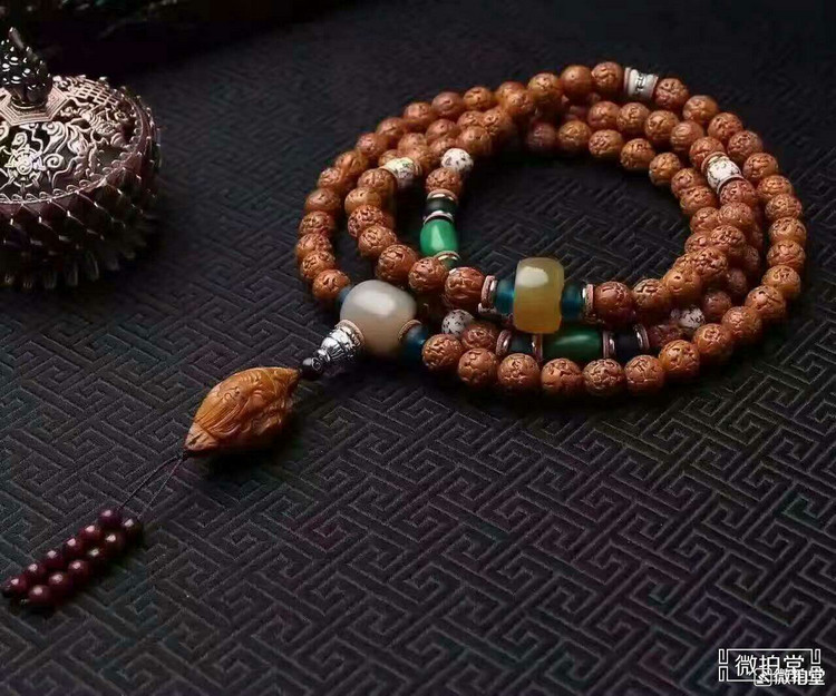 尼泊尔5瓣无齿正圆小金刚菩提8-9mm*108颗佛珠手串手链念珠工艺品