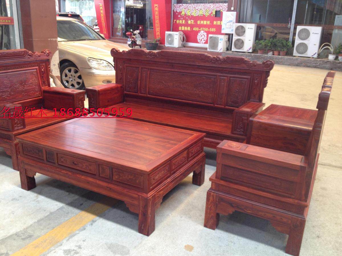 特价中式红木家具 100%的非洲小叶红檀兰亭序沙发 客厅实木沙发