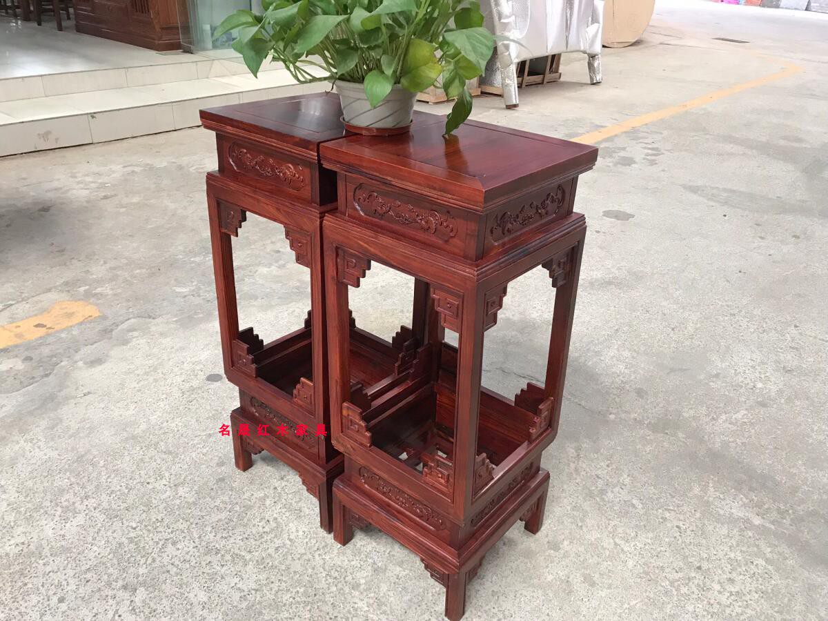 红木实木中式仿古家具非洲小叶红檀灯笼花几 花架 花盆摆放 盆景