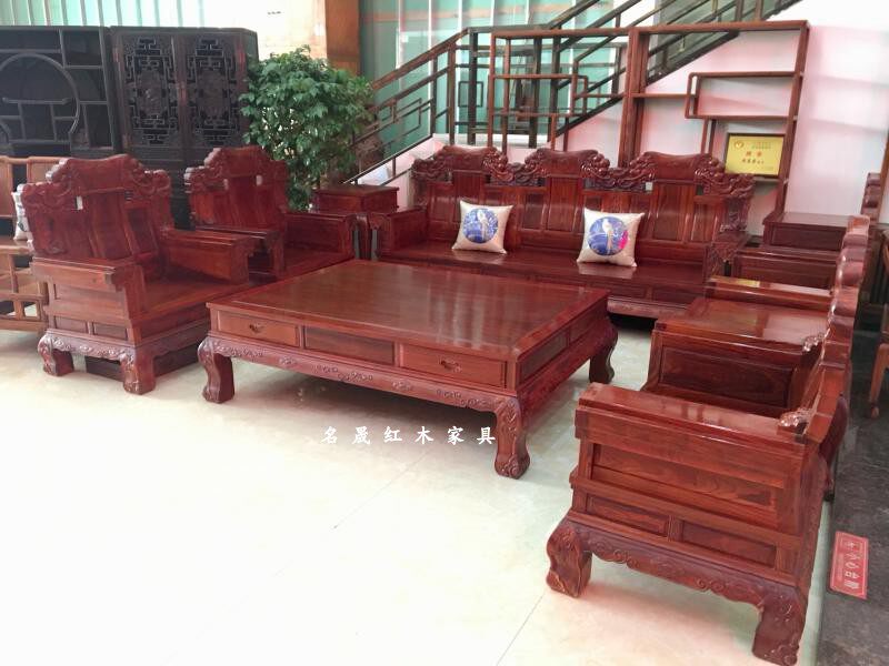 红木新款大象头沙发 非洲小叶红檀大奔沙发仿古家具大气组合沙发