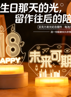 18岁生日快乐发光LED字母灯牌摆件室内家里桌面场景氛围装饰道具