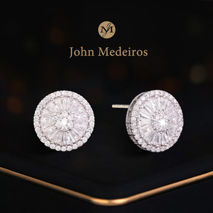 满钻水晶圆满耳钉高级感轻奢女款 领针耳环 medeiro经典 意大利john