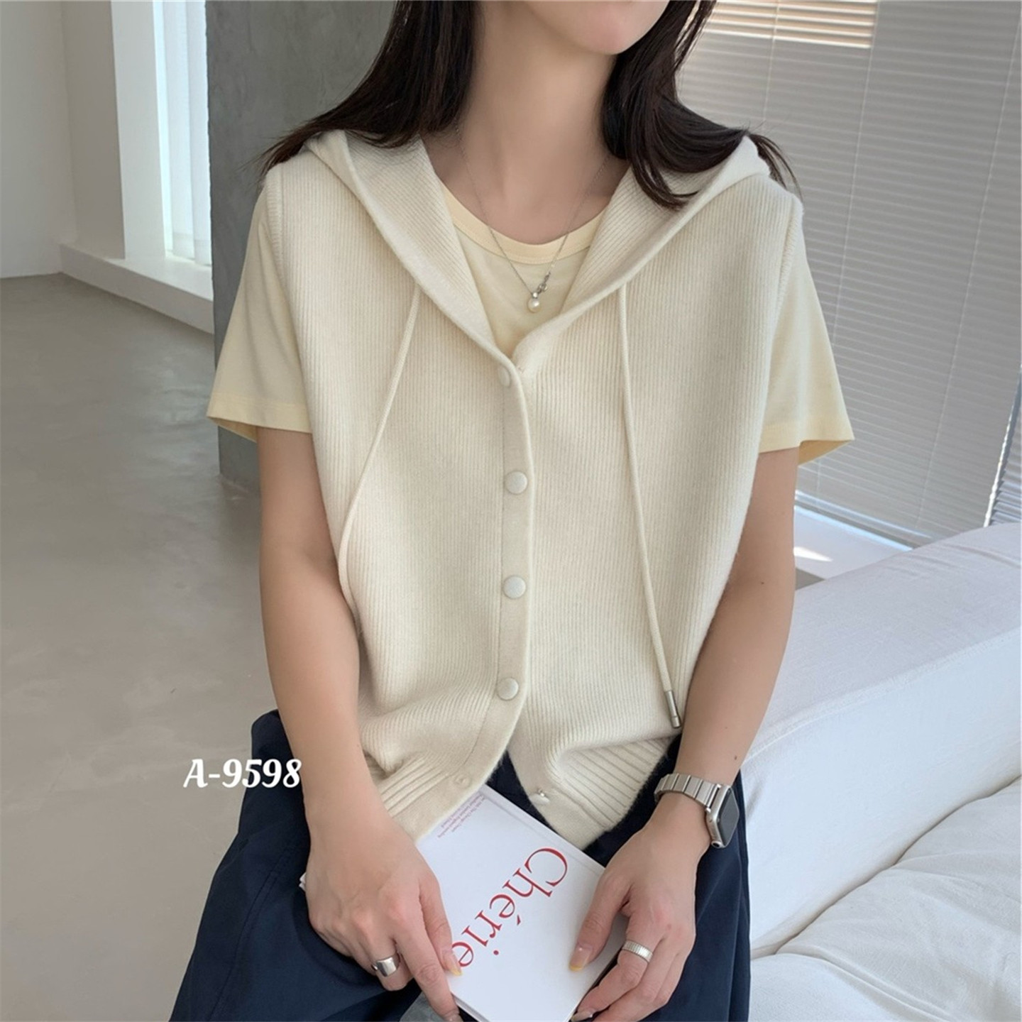 韩版连帽针织马甲女宽松显瘦背心