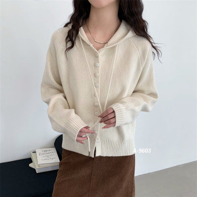 韩版连帽针织开衫女宽松显瘦毛衣