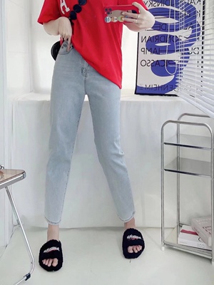 2023干净舒服棉弹牛仔烟管裤长裤