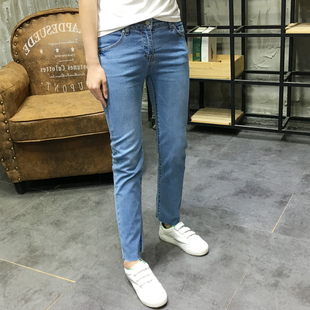 夏款 薄款尾货无瑕疵高腰水洗高弹力女式牛仔裤九分直筒裤显腿直