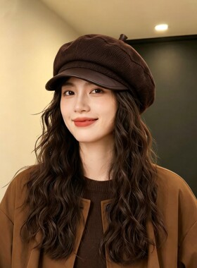 法式英伦风八角帽女秋季皮檐贝雷帽百搭显脸小帽子气质休闲画家帽