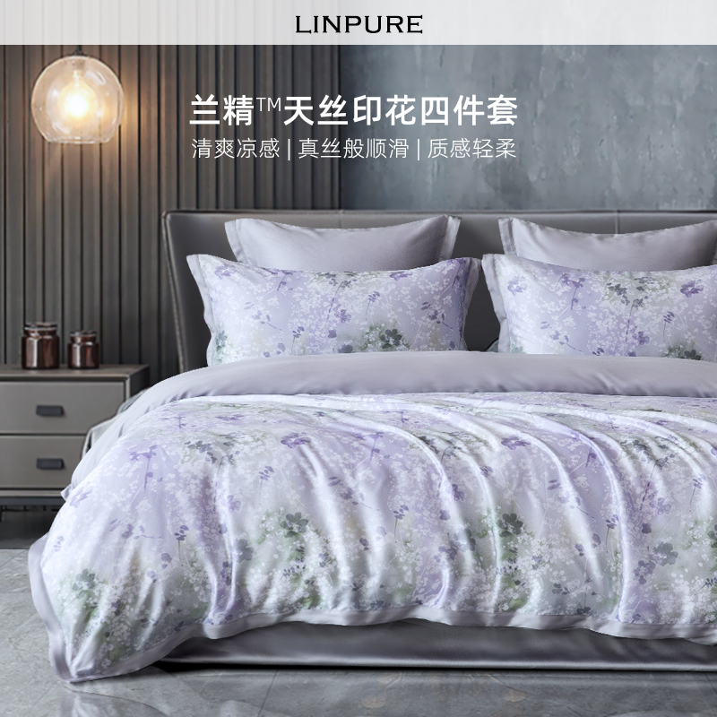 蓝铂凉感天丝四件套ins风