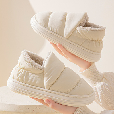 冬季防水加绒保暖静音棉拖鞋