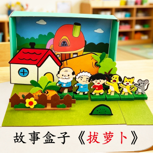 幼儿园语言区角讲故事盒子拔萝卜绘本故事益智玩教具剧场游戏材料