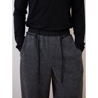 极简风羊毛混纺毛呢男士休闲裤