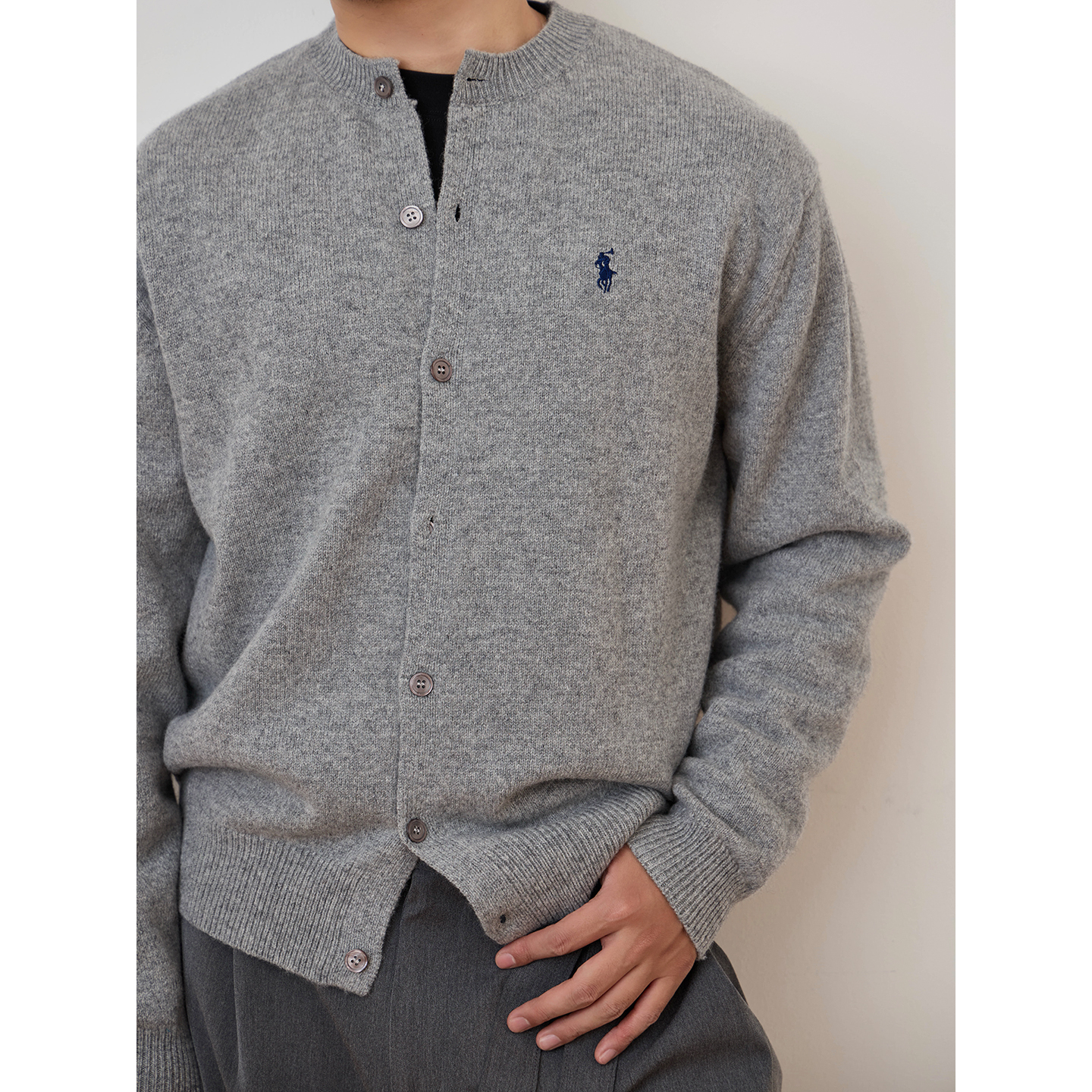 老钱风100%羊毛针织开衫