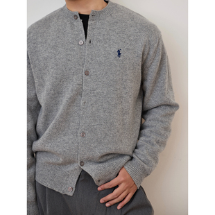 100%羊毛老钱风小马刺绣圆领针织开衫 SOUL 百搭毛衣外套 COLOUR