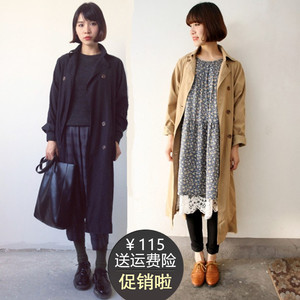 oversize女士BF风衣2019秋装vintage欧美复古中超长款韩版薄外套